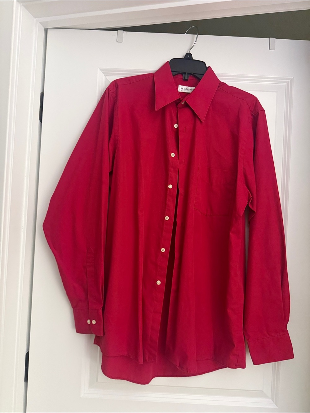 Men's Van Heusen Red Long-Sleeve Dress Shirt - Classic Point Collar
